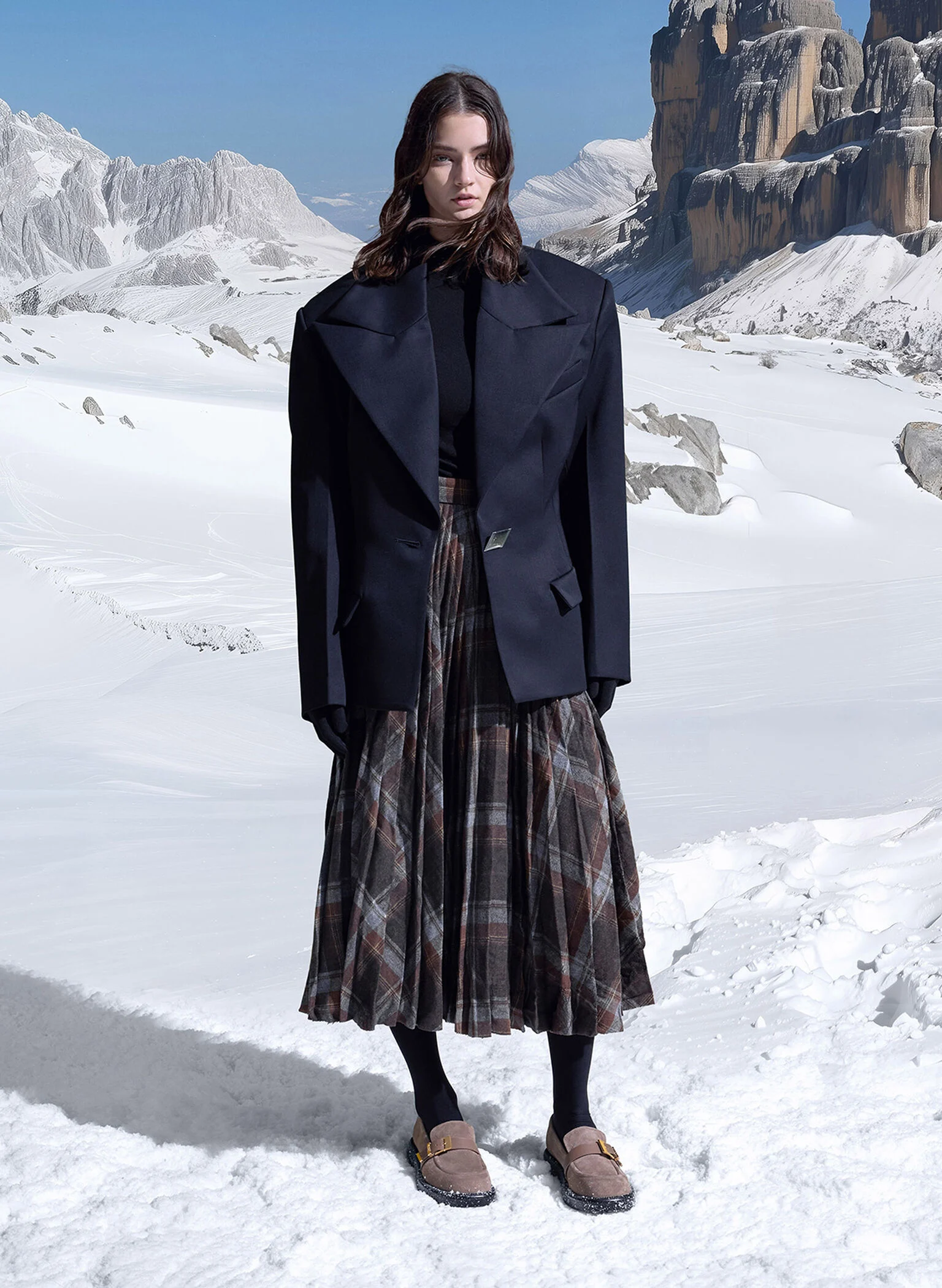 Taupe buckled-strap loafers, ideal for adding a subtle pop of colour.