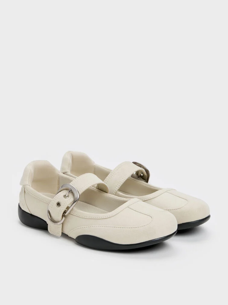 Mary Jane sneakers combine the classic straps of Mary Janes with cushioned sneaker soles for added comfort.