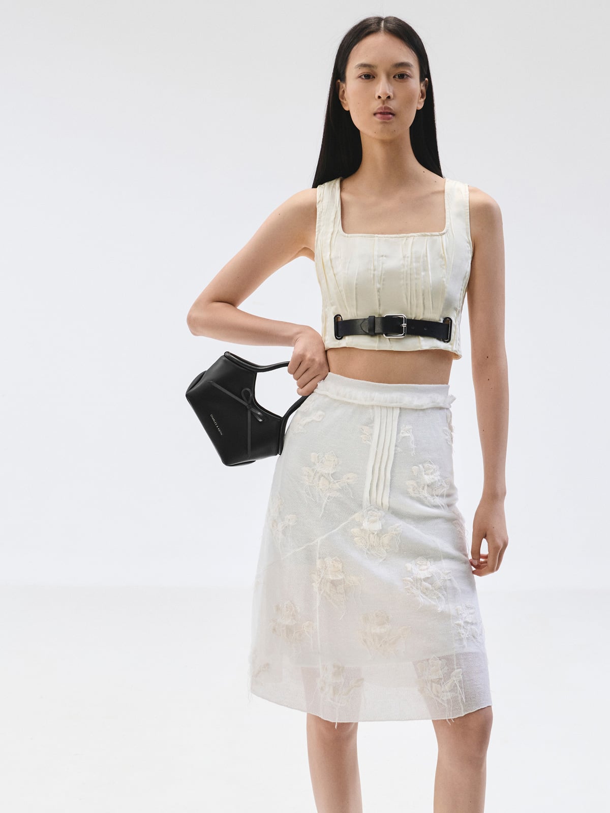 Hazel ヘーゼル ボウ チューブラー トップハンドルバッグ - CHARLES & KEITH