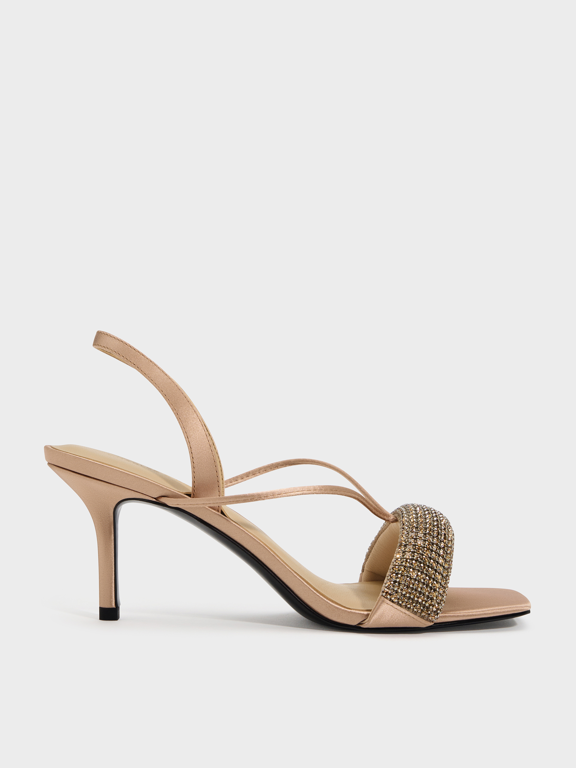 クリスタル ヒールスリングバックサンダル - ヌード | CHARLES & KEITH