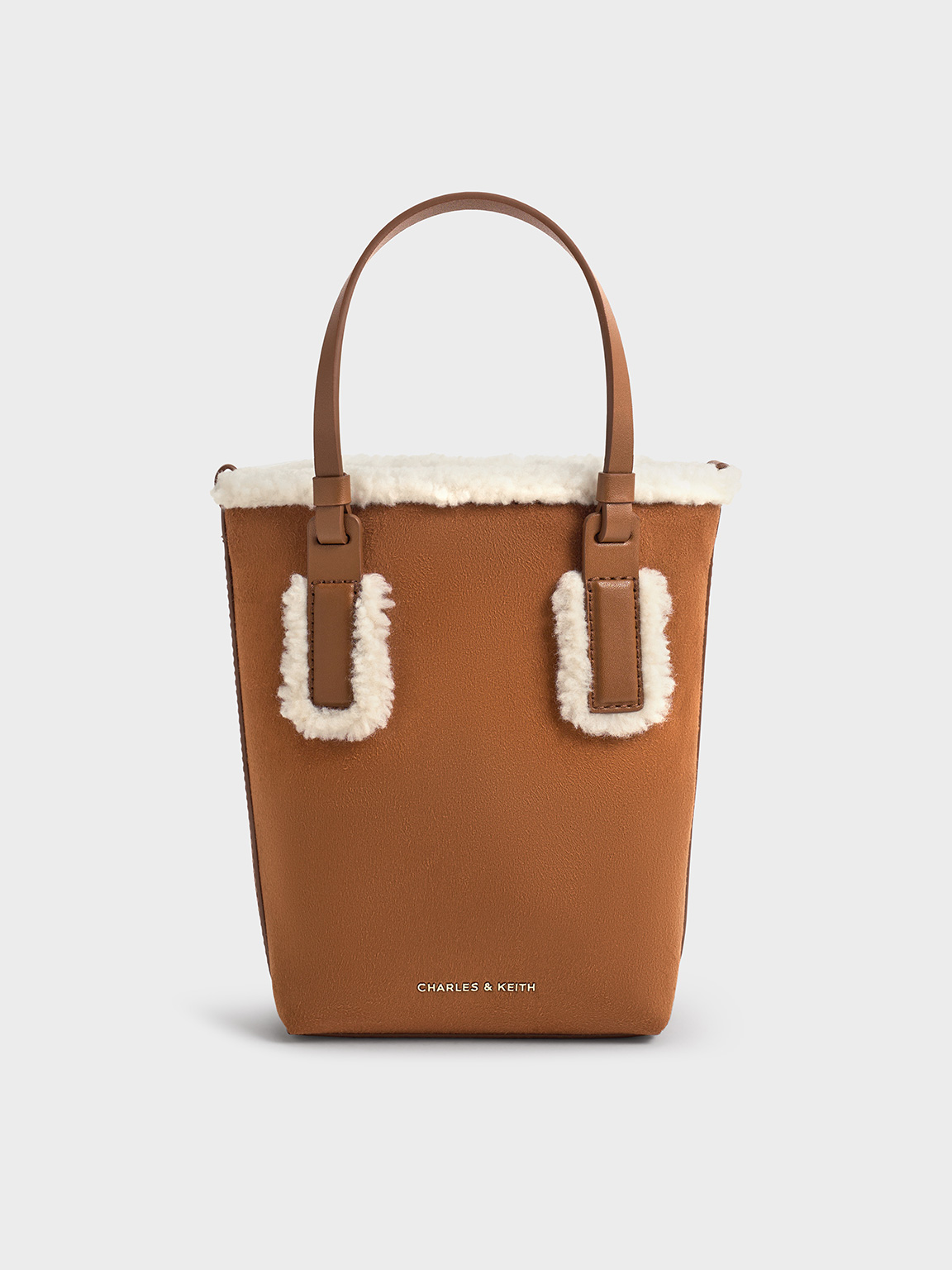 Noelle ノエル テクスチャーファートリムトートバッグ - ブラウン