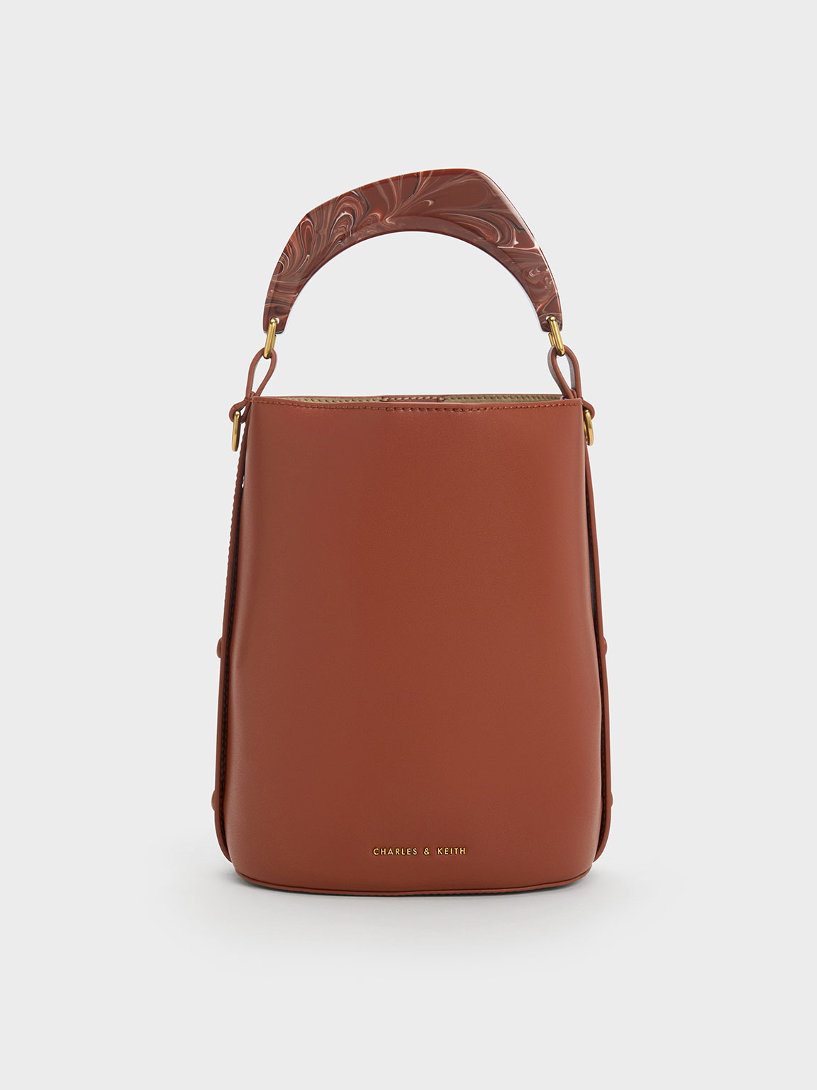 あかり出品 Dark Taupe Modern Buckle S 42 Marlin マーリン アクリリックハンドルバケツバッグ - モカ | CHARLES