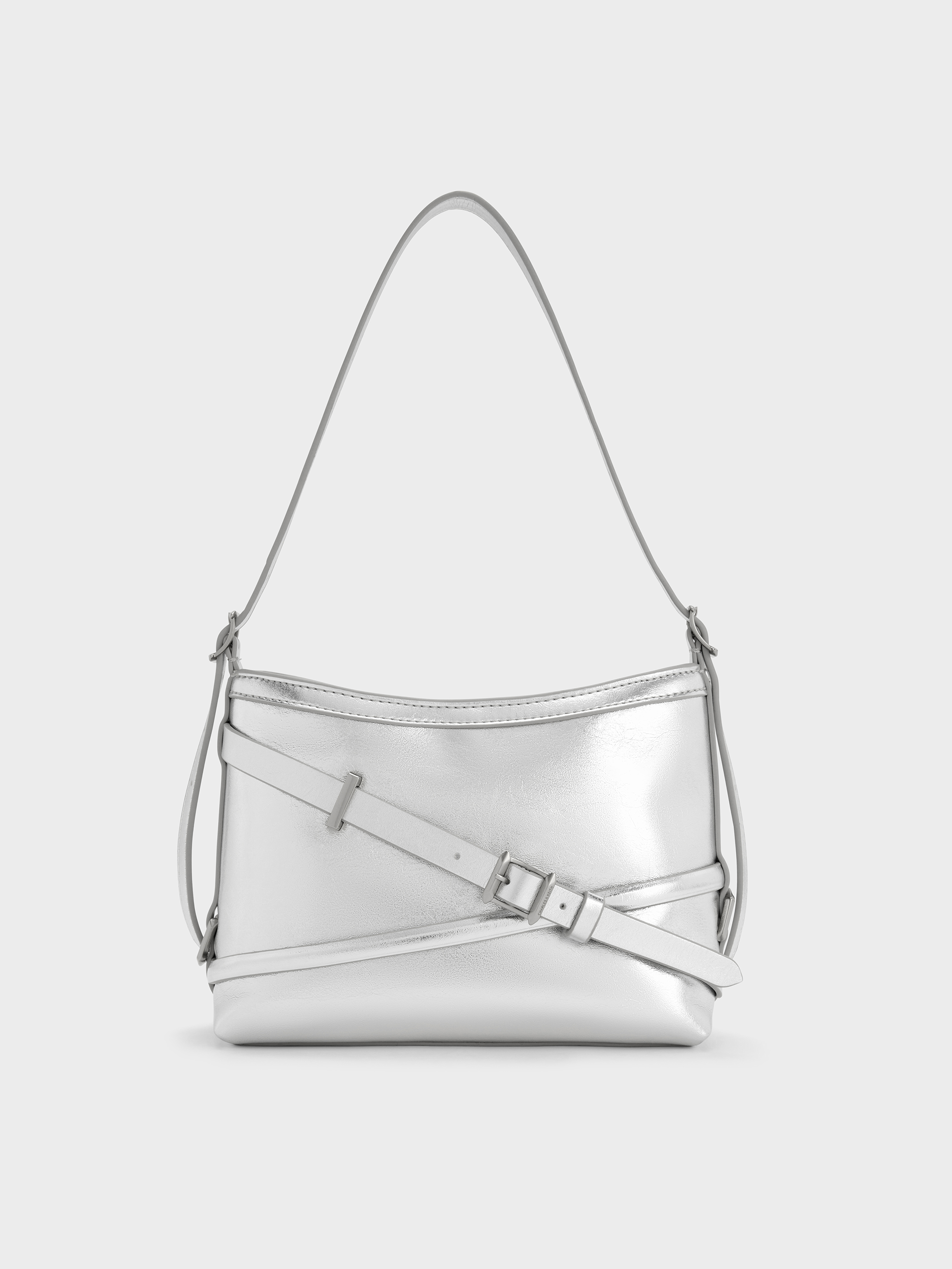 Bryna ブライナ バックルストラップクロスボディバッグ - シルバー