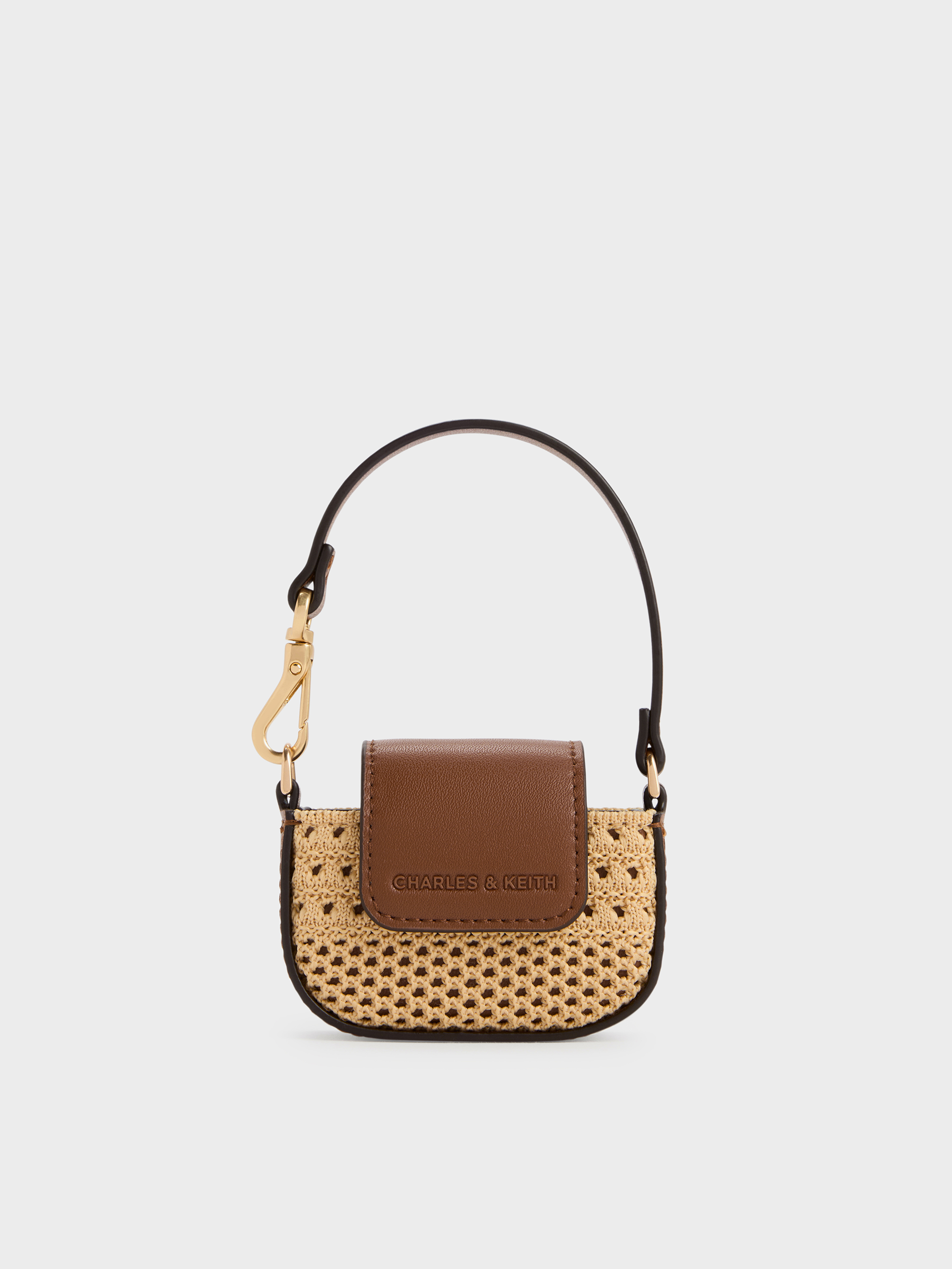 Ida アイダ ニット マイクロポーチ - ベージュ | CHARLES & KEITH