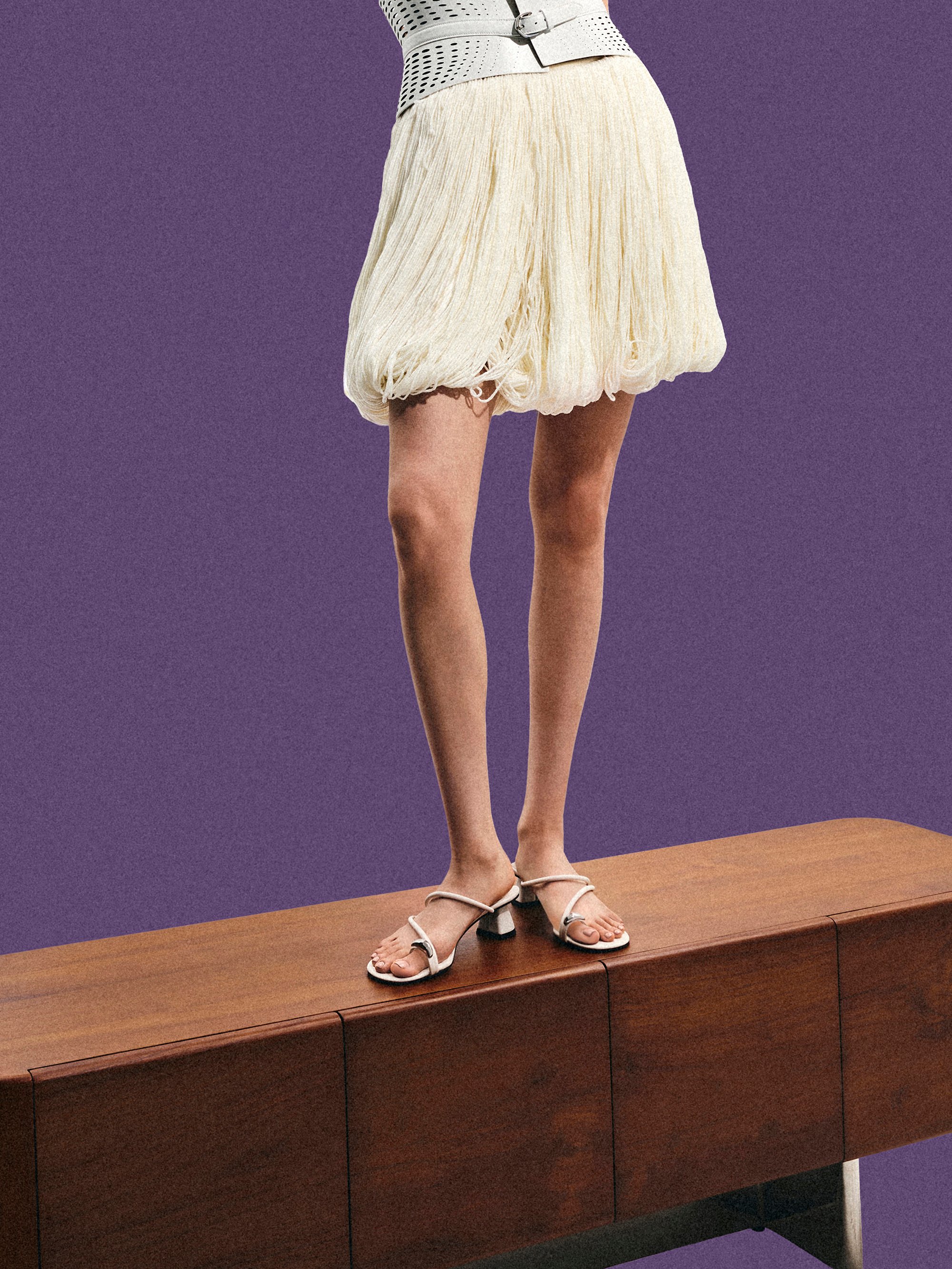 メタリックアクセント ストラッピートゥリングヒールサンダル, チョーク, hi-res