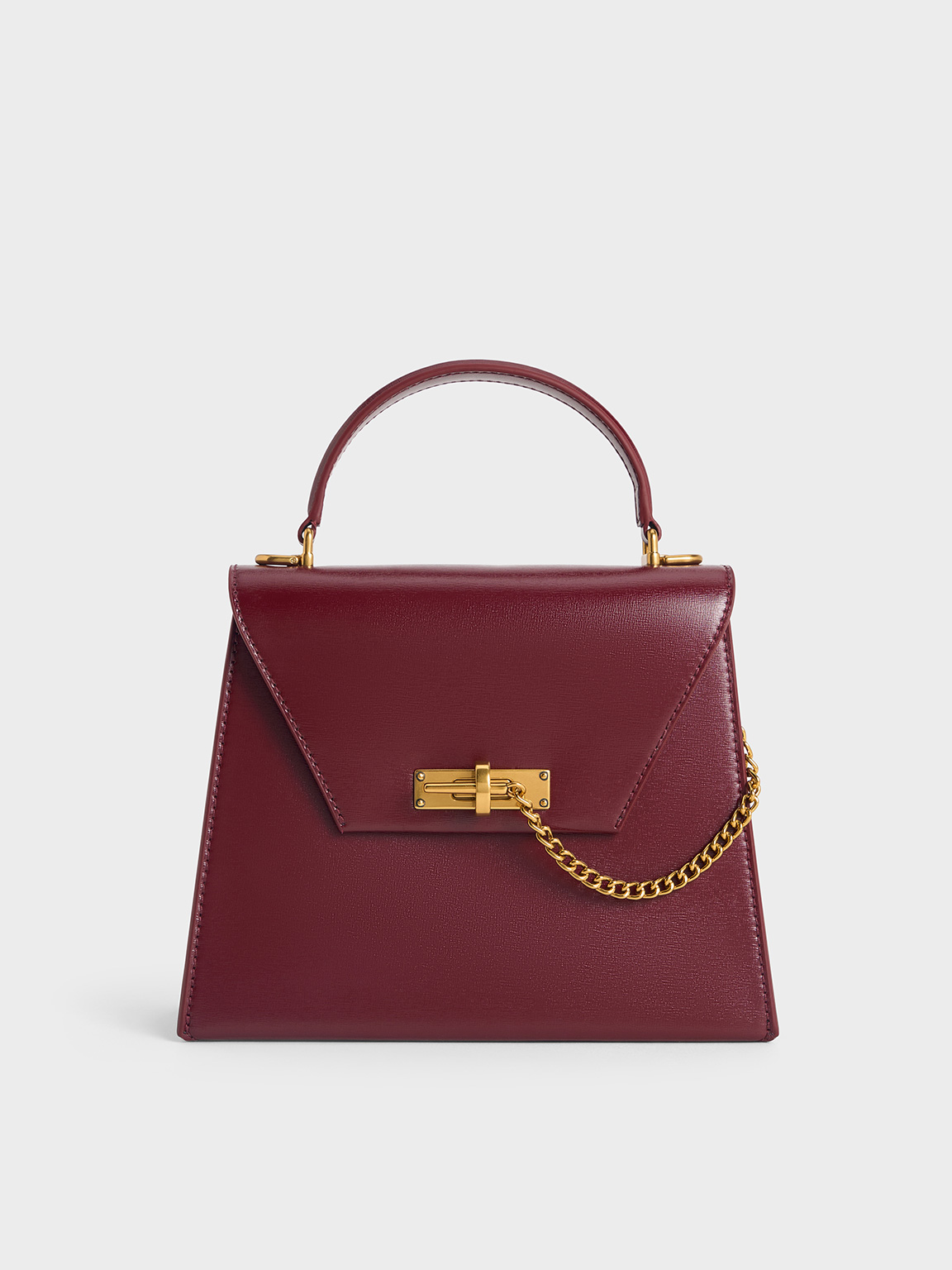 CHARLES & KEITH バーガンディ ハンドバッグ Samantha サマンサ トップハンドルバッグ - バーガンディ | CHARLES