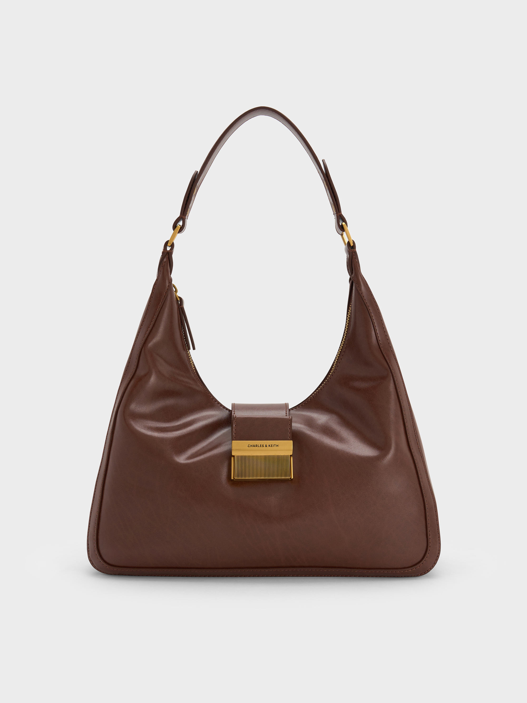 Charlot シャーロット ホーボーバッグ - Dark Brown | CHARLES & KEITH