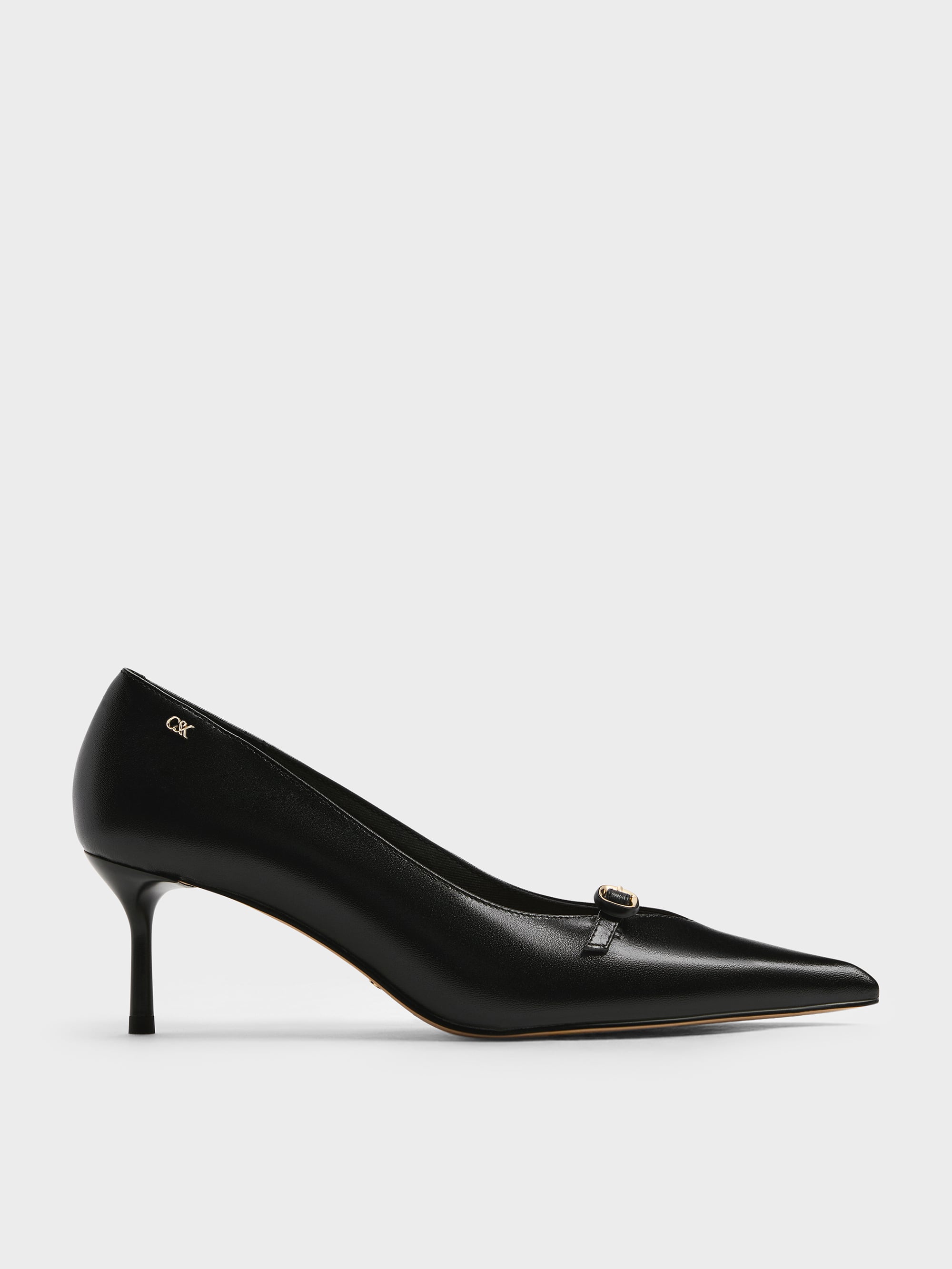 新品‼︎CHARLES & KEITH レザーブラックハイヒールパンプス レザーバックルストラップ スティレットパンプス - ブラック | CHARLES