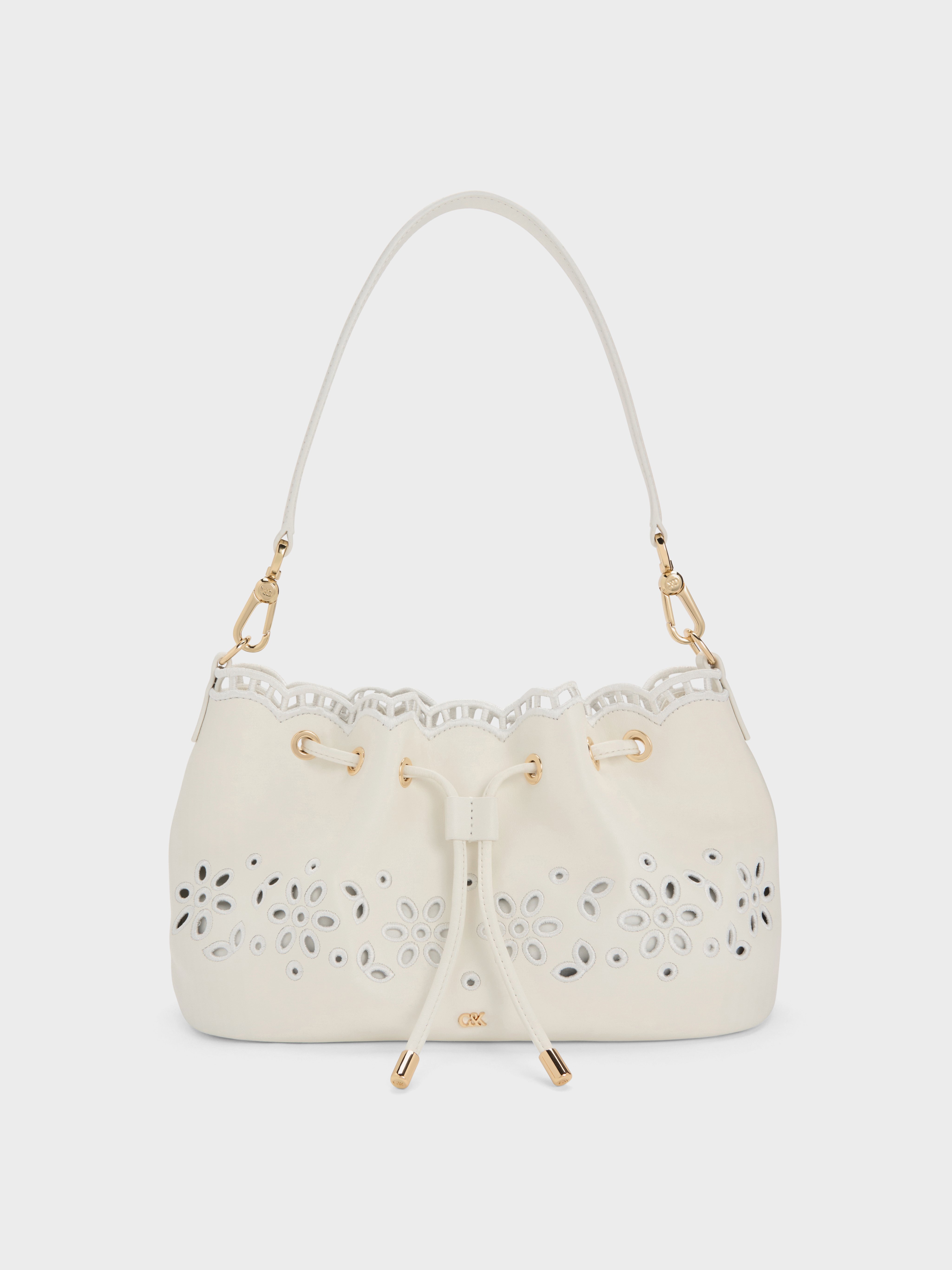 レザー エンブロイダリー バケツバッグ - White | CHARLES & KEITH