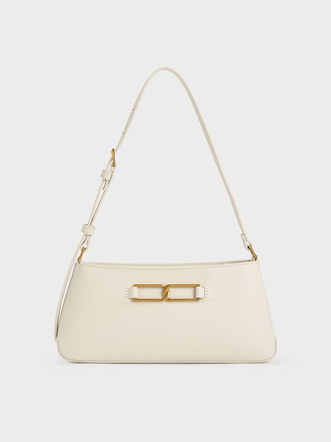 Gabine ガビーヌ レザートラペーズショルダーバッグ - チョーク