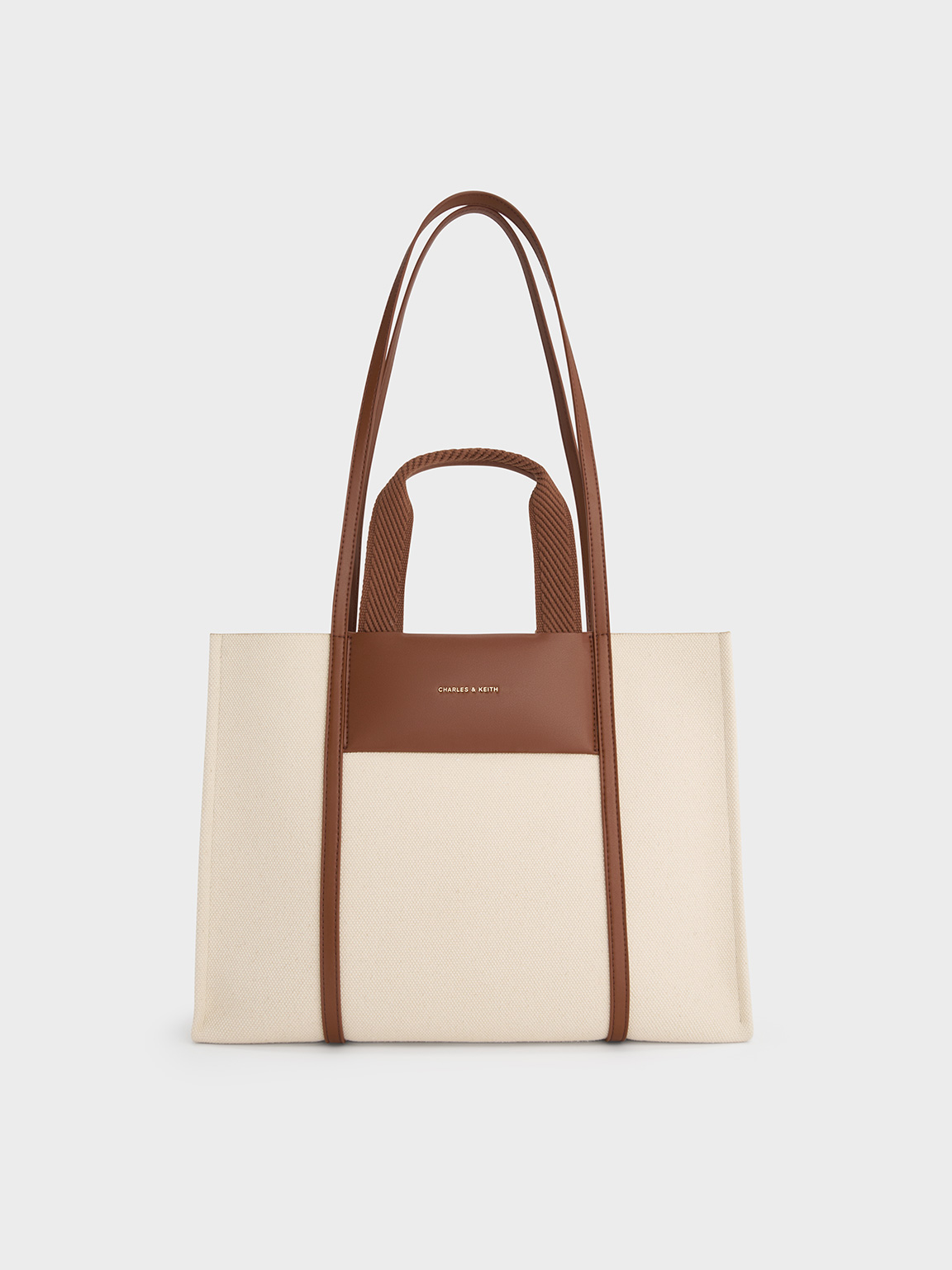 【美品】ベージュトートバッグCharles&keith CHARLES & KEITH◇シャリア キャンバス トートバッグ◇送料込