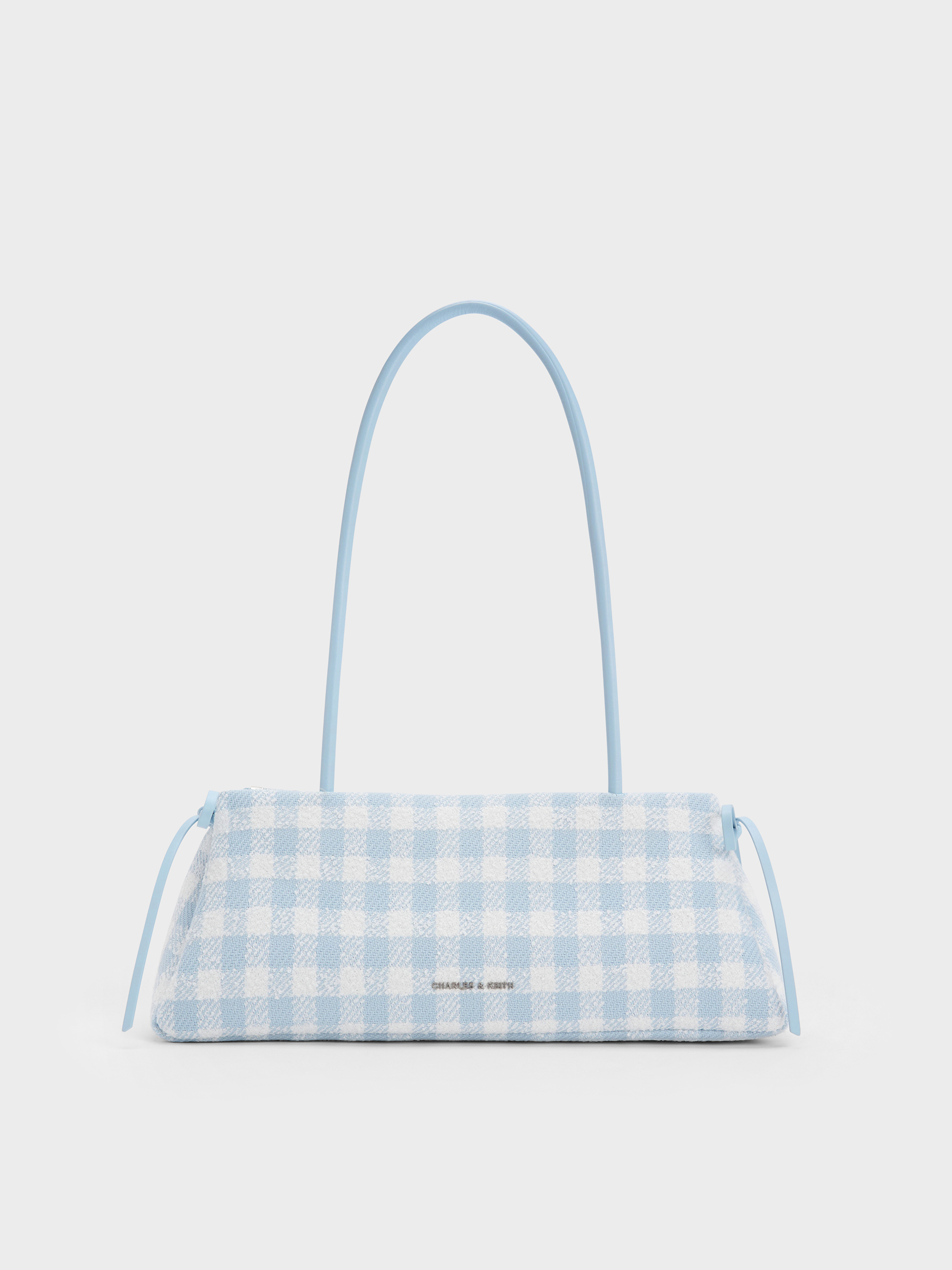 CHARLES & KEITH Hazel ギンガムボウショルダーバッグ Hazel ヘーゼル ギンガムボウショルダーバッグ - ギンガムブルー